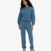 Sudadera corta con capucha y cremallera orgánica - Índigo descolorido