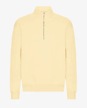 Sudadera orgánica con jerséu de media cremallera - Amarillo suave