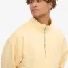 Sudadera orgánica con jerséu de media cremallera - Amarillo suave