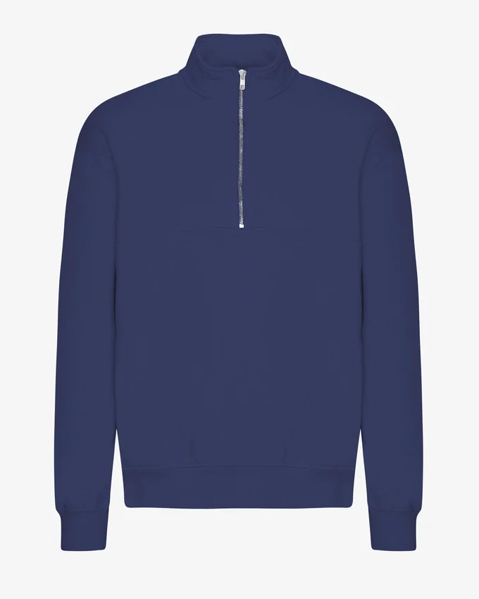 Sudadera orgánica con jerséu de media cremallera - Azul marino