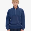 Sudadera orgánica con jerséu de media cremallera - Azul marino
