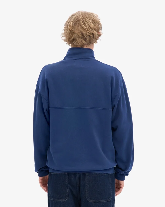 Sudadera orgánica con jerséu de media cremallera - Azul marino