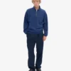 Sudadera orgánica con jerséu de media cremallera - Azul marino