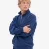 Sudadera orgánica con jerséu de media cremallera - Azul marino