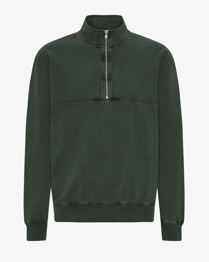 Sudadera orgánica con jerséu de media cremallera - Bosque de medianoche