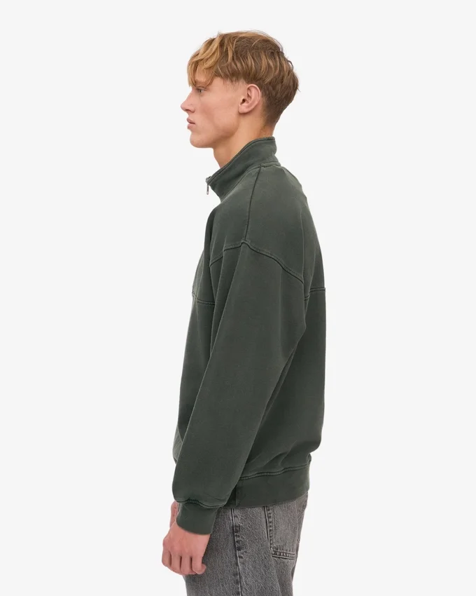 Sudadera orgánica con jerséu de media cremallera - Bosque de medianoche