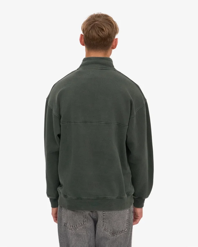 Sudadera orgánica con jerséu de media cremallera - Bosque de medianoche