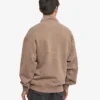 Sudadera orgánica con jerséu de media cremallera - Caqui descolorido