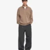Sudadera orgánica con jerséu de media cremallera - Caqui descolorido