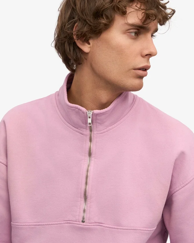 Sudadera orgánica con jerséu de media cremallera - Flor de cerezo