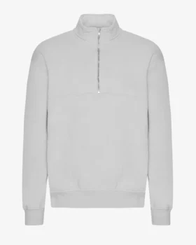 Sudadera orgánica con jerséu de media cremallera - Gris deslavado