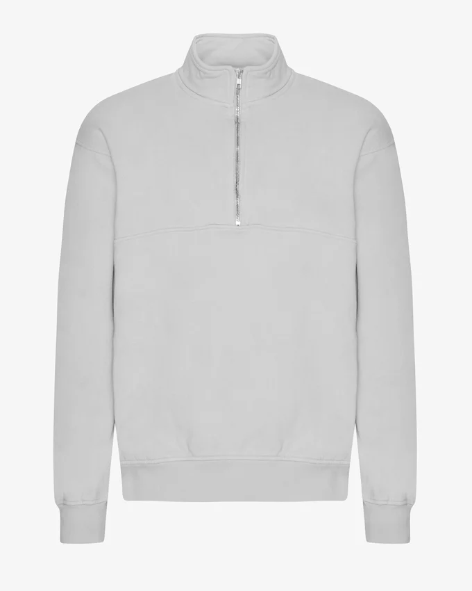 Sudadera orgánica con jerséu de media cremallera - Gris deslavado