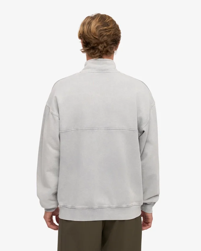 Sudadera orgánica con jerséu de media cremallera - Gris deslavado