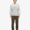 Sudadera orgánica con jerséu de media cremallera - Gris deslavado