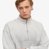 Sudadera orgánica con jerséu de media cremallera - Gris deslavado