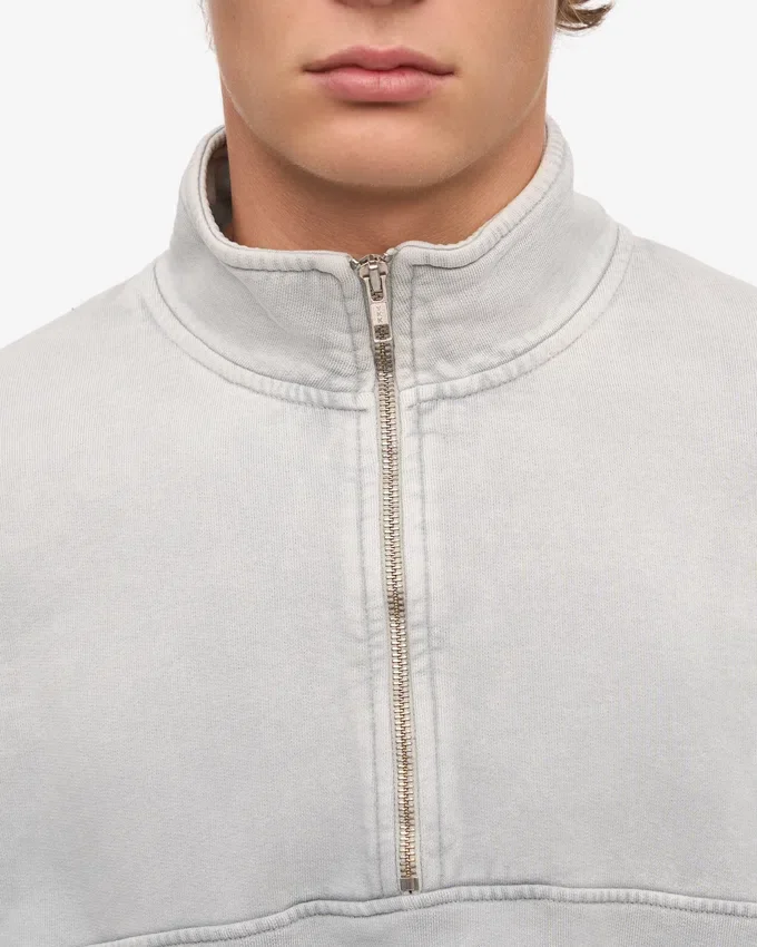Sudadera orgánica con jerséu de media cremallera - Gris deslavado