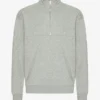 Sudadera orgánica con jerséu de media cremallera - Gris jaspeado