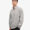 Sudadera orgánica con jerséu de media cremallera - Gris jaspeado