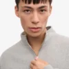 Sudadera orgánica con jerséu de media cremallera - Gris jaspeado