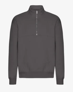 Sudadera orgánica con jerséu de media cremallera - Gris lava