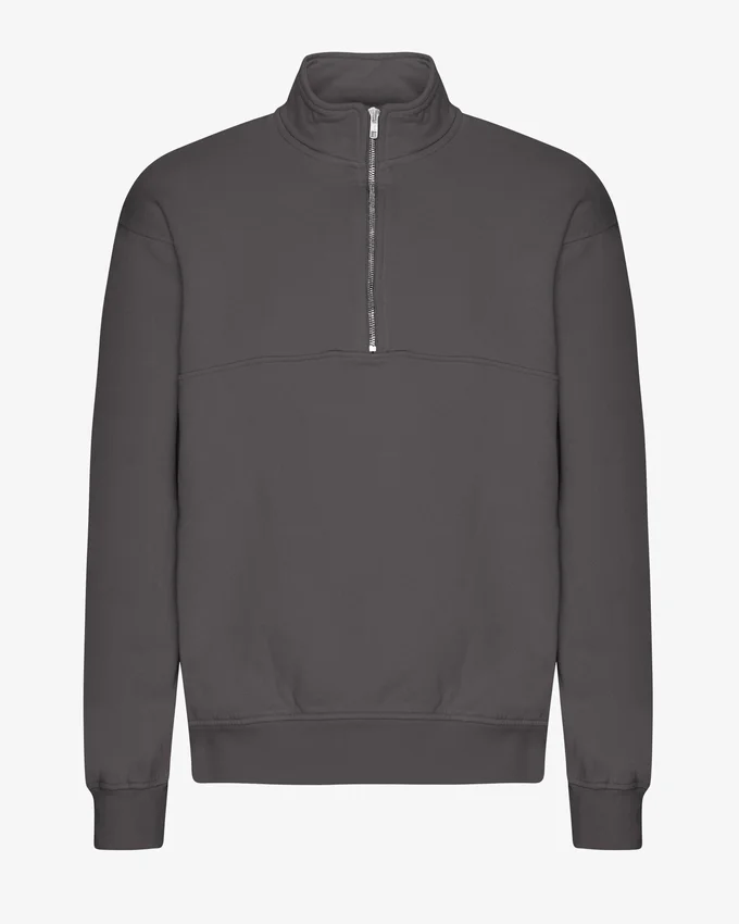 Sudadera orgánica con jerséu de media cremallera - Gris lava