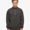 Sudadera orgánica con jerséu de media cremallera - Gris lava