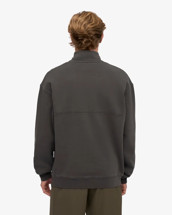 Sudadera orgánica con jerséu de media cremallera - Gris lava