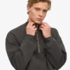 Sudadera orgánica con jerséu de media cremallera - Gris lava