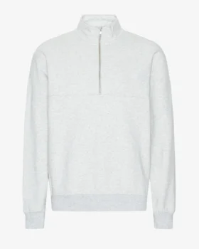 Sudadera orgánica con jerséu de media cremallera - Mezcla de nieve