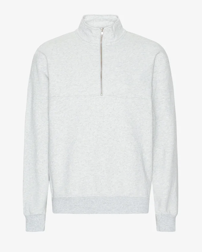 Sudadera orgánica con jerséu de media cremallera - Mezcla de nieve