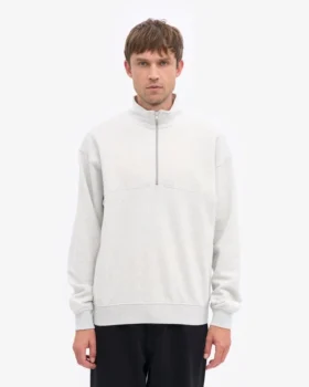 Sudadera orgánica con jerséu de media cremallera – Mezcla de nieve