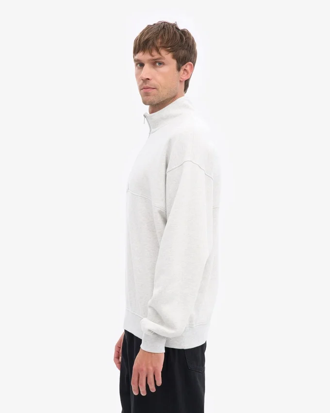 Sudadera orgánica con jerséu de media cremallera - Mezcla de nieve