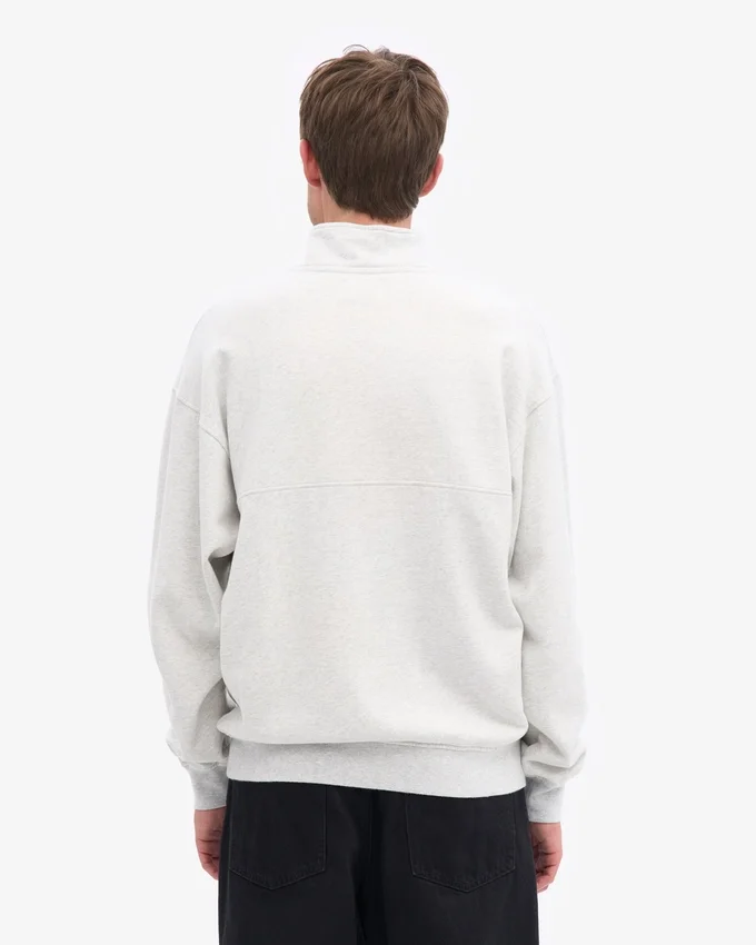 Sudadera orgánica con jerséu de media cremallera - Mezcla de nieve