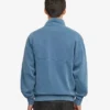 Sudadera orgánica con jerséu de media cremallera - Índigo descolorido
