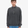 Sudadera orgánica con jerséu de media cremallera - Negro descolorido