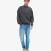 Sudadera orgánica con jerséu de media cremallera - Negro descolorido