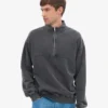 Sudadera orgánica con jerséu de media cremallera - Negro descolorido