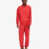 Sudadera orgánica con jerséu de media cremallera - Rojo mandarina