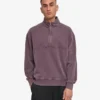 Sudadera orgánica con jerséu de media cremallera - Uva descolorida