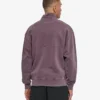Sudadera orgánica con jerséu de media cremallera - Uva descolorida