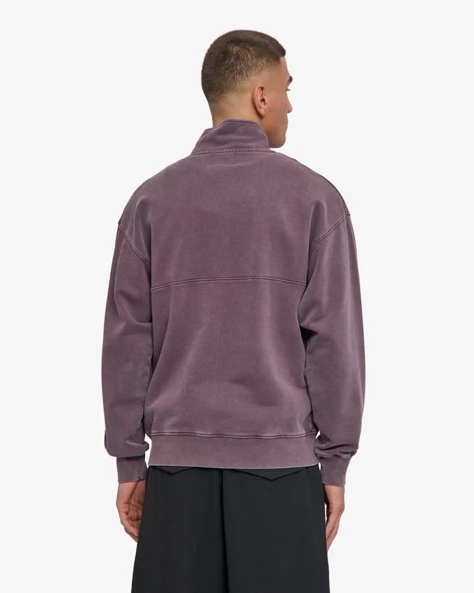 Sudadera orgánica con jerséu de media cremallera - Uva descolorida