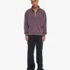Sudadera orgánica con jerséu de media cremallera - Uva descolorida