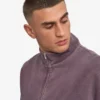 Sudadera orgánica con jerséu de media cremallera - Uva descolorida
