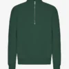 Sudadera orgánica con jerséu de media cremallera - Verde esmeralda