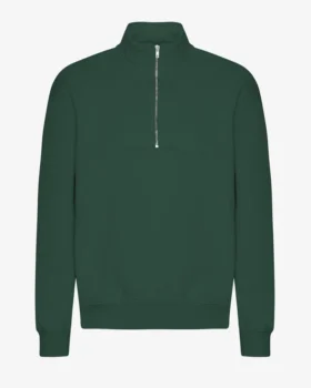 Sudadera orgánica con jerséu de media cremallera - Verde esmeralda