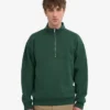 Sudadera orgánica con jerséu de media cremallera - Verde esmeralda