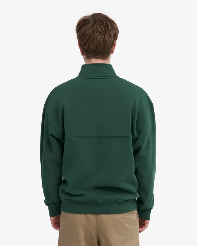 Sudadera orgánica con jerséu de media cremallera - Verde esmeralda