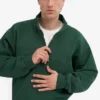 Sudadera orgánica con jerséu de media cremallera - Verde esmeralda