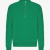 Sudadera orgánica con jerséu de media cremallera - Verde Kelly