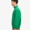 Sudadera orgánica con jerséu de media cremallera - Verde Kelly